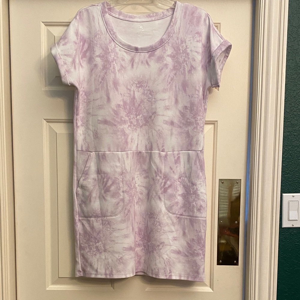Gaiam Purple/White Tie-Dye Athleti-Leisure Dress size Med